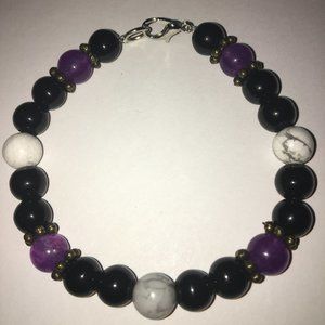 Purple Chakra Beads With White Marble Beads (A6)